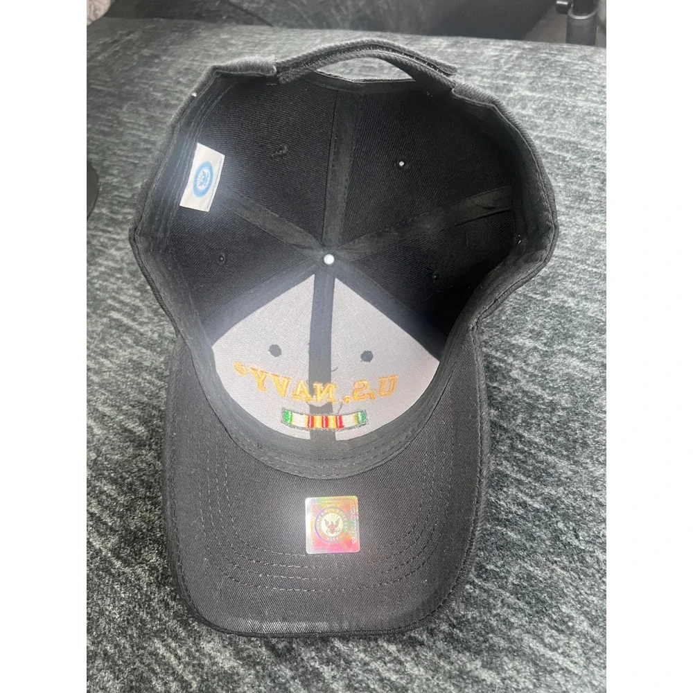 US Navy Baseball Cap Mens OSFM Black Vietnam Vet Embroidered Military Hat